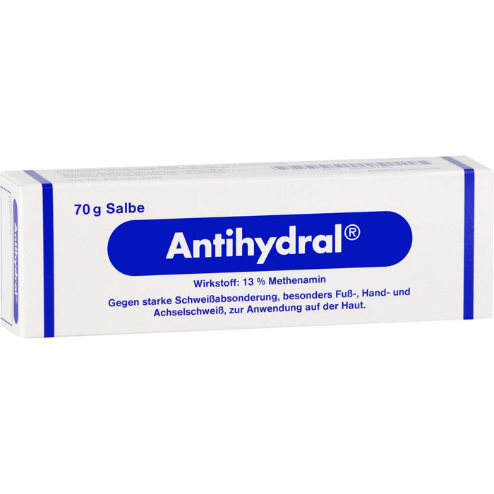 Antihydral 130 mg/g Methenamin Salbe gegen starken Schweißabsonderung, besonders Fuß-, Hand- und Achselschweiß, 70 g Onguent