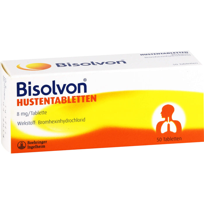 Bisolvon Hustentabletten zur Behandlung der übermäßigen Bildung von Schleim bei Erkältungshusten, 50 pcs. Tablets