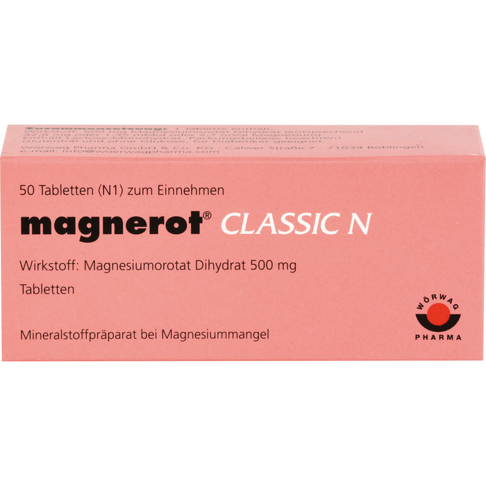 magnerot Classic N Tabletten bei Magnesiummangel, 50 pcs. Tablets