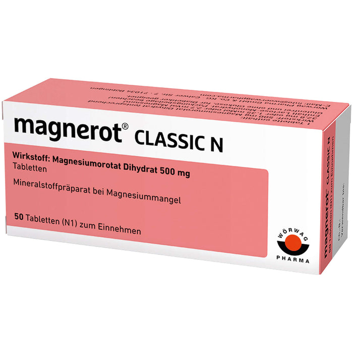magnerot Classic N Tabletten bei Magnesiummangel, 50 pcs. Tablets