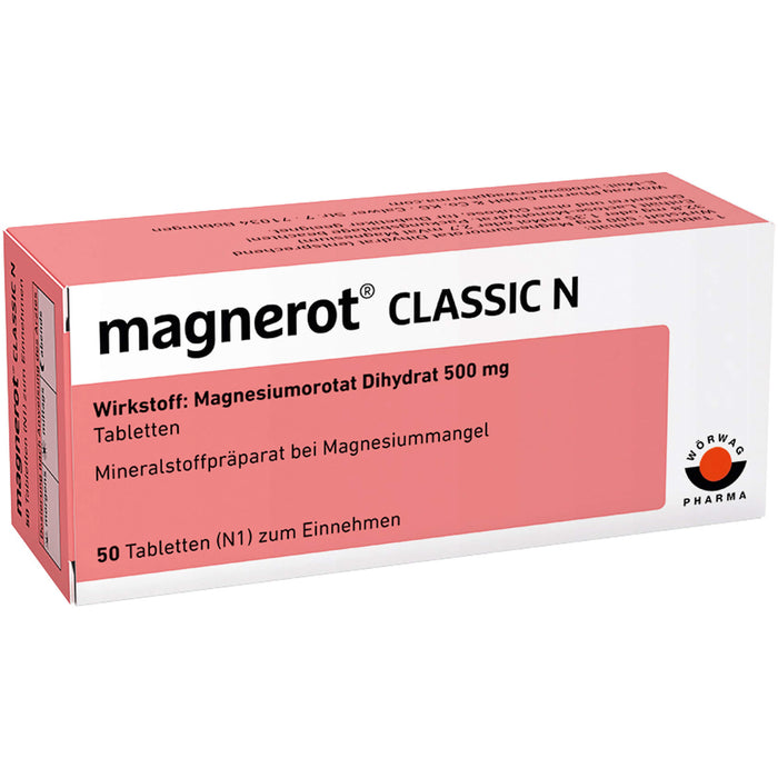 magnerot Classic N Tabletten bei Magnesiummangel, 50 pc Tablettes