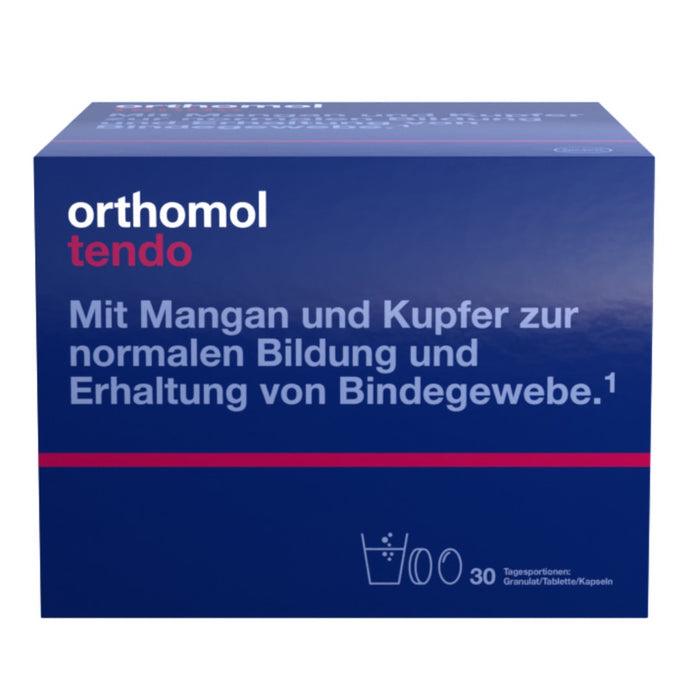 Orthomol Tendo - Mikronährstoffe für die normale Bildung und den Erhalt von Bindegewebe - mit Mangan und Kupfer - Granulat/Tablette/Kapseln, 30 pc Portions quotidiennes