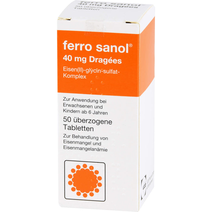 ferro sanol Dragées überzogene Tabletten zur Behandlung von Eisenmangel und Eisenmangelanämie, 50 pc Tablettes
