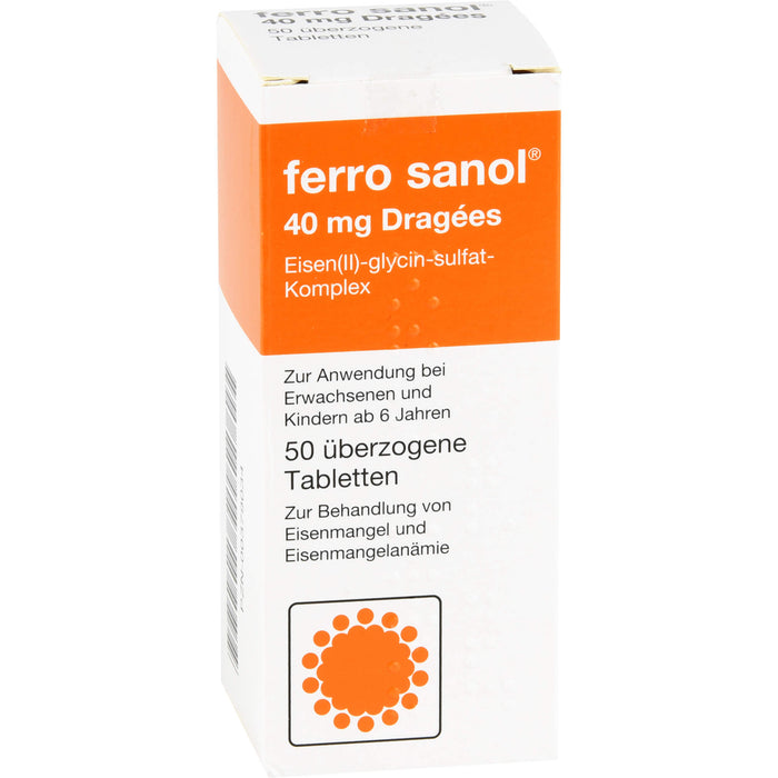 ferro sanol Dragées überzogene Tabletten zur Behandlung von Eisenmangel und Eisenmangelanämie, 50 pc Tablettes