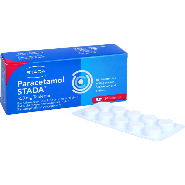 Paracetamol STADA 500 mg Tabletten bei Schmerzen und Fieber, 20 pcs. Tablets