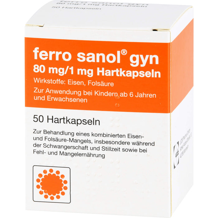 ferro sanol gyn 80 mg/1 mg Hartkapseln zur Behandlung eines kombinierten Eisen- und Folsäure-mangels, 50 pc Capsules