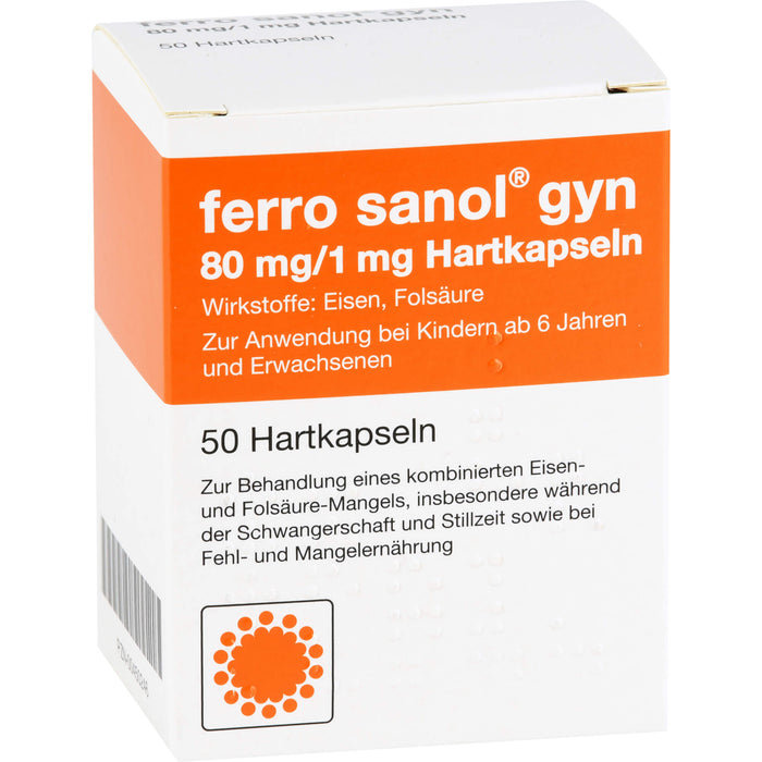ferro sanol gyn 80 mg/1 mg Hartkapseln zur Behandlung eines kombinierten Eisen- und Folsäure-mangels, 50 pc Capsules
