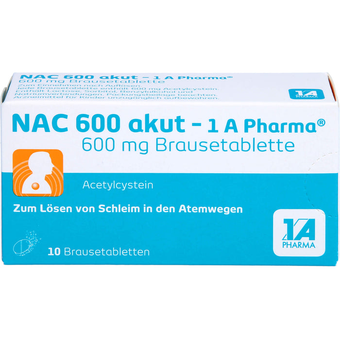 NAC 600 akut - 1 A Pharma, 10 pc Tablettes