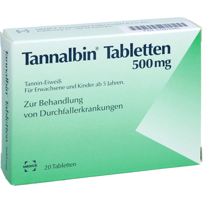 Tannalbin Tabletten 500 mg bei Durchfallerkrankungen, 20 pc Tablettes