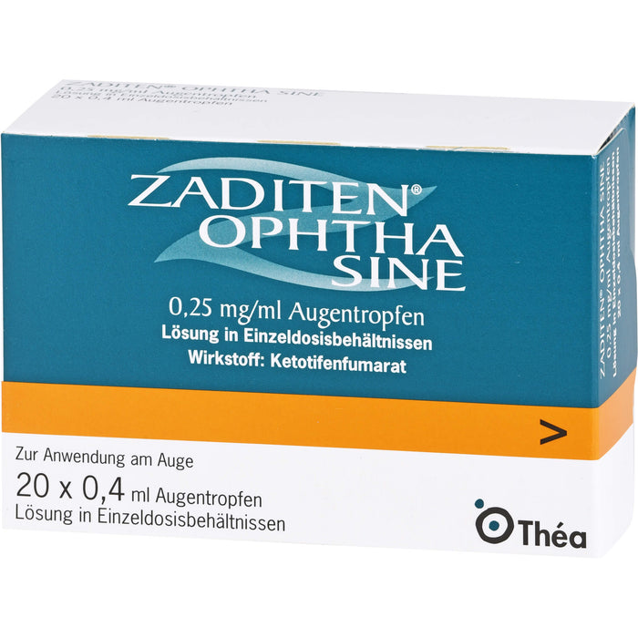 Zaditen ophta sine 0,25 mg/ml Lösung Antiallergikum zur Anwendung am Auge, 20 pc Pipettes à dose unique