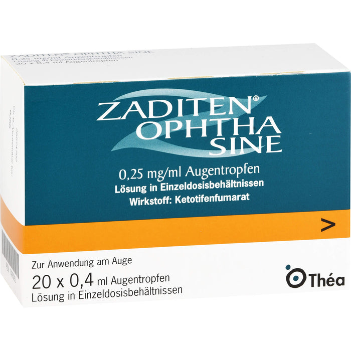 Zaditen ophta sine 0,25 mg/ml Lösung Antiallergikum zur Anwendung am Auge, 20 pc Pipettes à dose unique