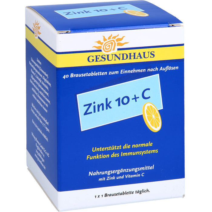 GESUNDHAUS Zink 10 + C Brausetabletten, 40 pcs. Tablets