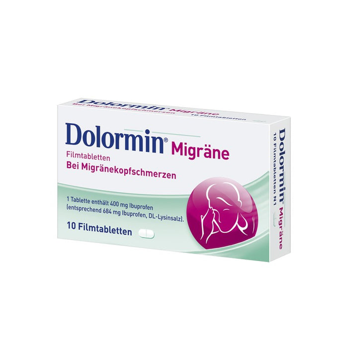 Dolormin Migräne Filmtabletten bei Migränekopfschmerzen, 10 pc Tablettes