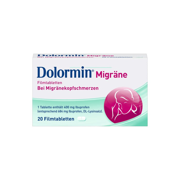 Dolormin Migräne Filmtabletten bei Migränekopfschmerzen, 20 pc Tablettes