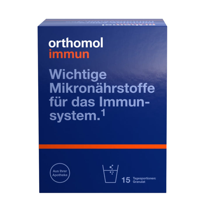 Orthomol Immun - Mikronährstoffe zur Unterstützung des Immunsystems - Nahrungsergänzung mit Vitamin C, Vitamin D und Zink - Granulat, 15 pcs. Daily portions