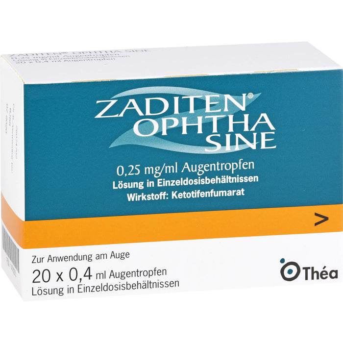 ZADITEN Ophtha sine Lösung bei allergischer Konjunktivitis, 20 pcs. Single-dose pipettes
