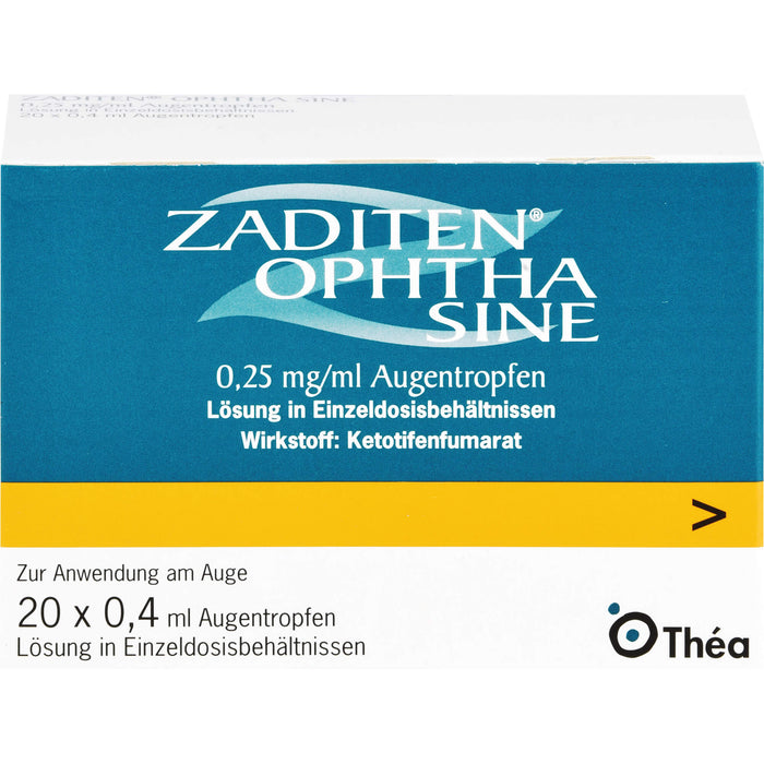 ZADITEN Ophtha sine Lösung bei allergischer Konjunktivitis, 20 pcs. Single-dose pipettes