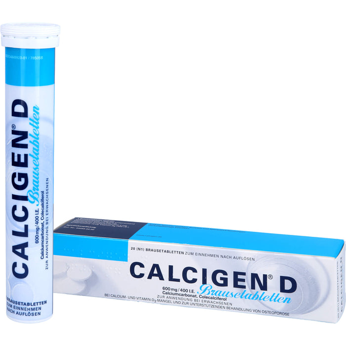 Calcigen D 600 mg/400 I.E. Brausetabletten bei Calcium- und Vitamin-D3-Mangel, 20 pcs. Tablets