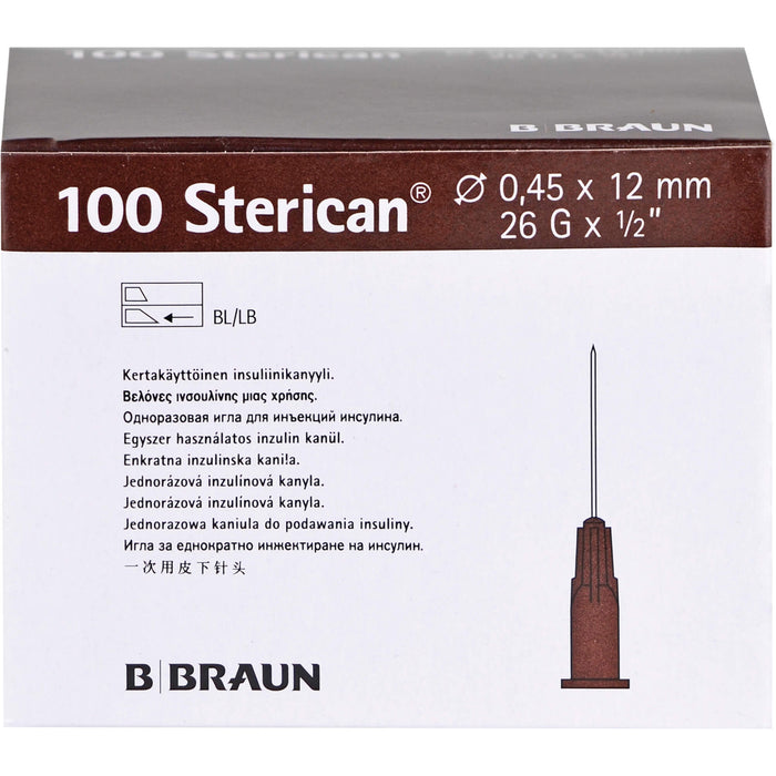 B. BRAUN Sterican Insulinkanüle 0,45 x 12 mm, 100 St. Kanülen