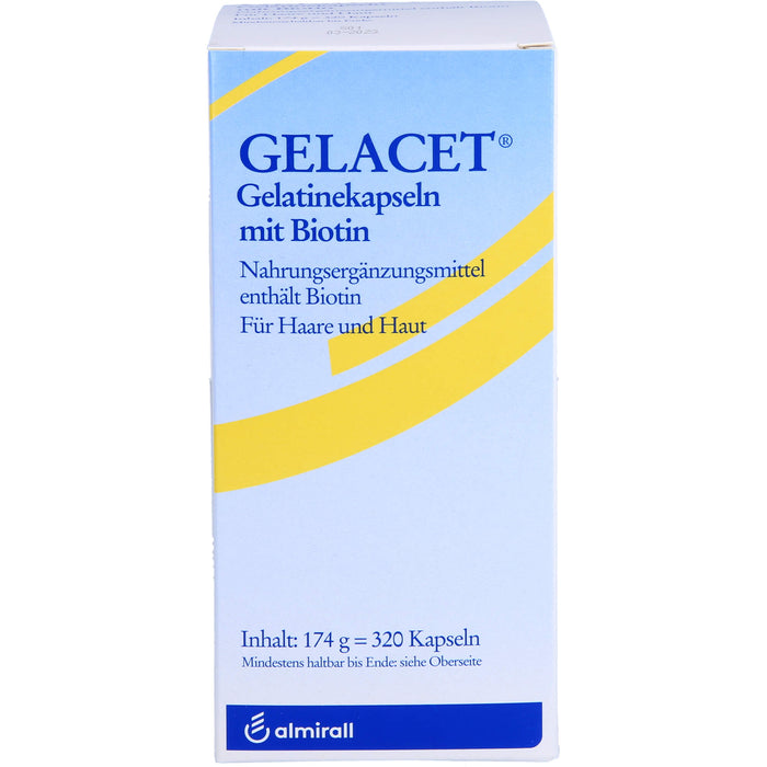 GELACET Gelatinekapseln mit Biotin für Haare und Haut, 320 pc Capsules