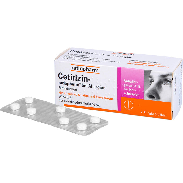 Cetirizin-ratiopharm 10 mg bei Allergien Filmtabletten, 7 pcs. Tablets