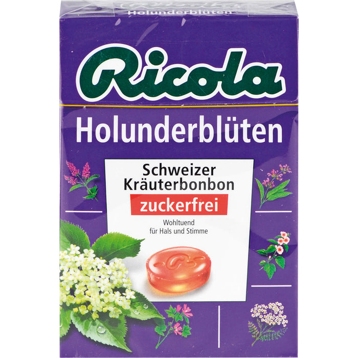 Ricola Schweizer Kräuterbonbons Box Holunderblüten ohne Zucker, 50 g Candies