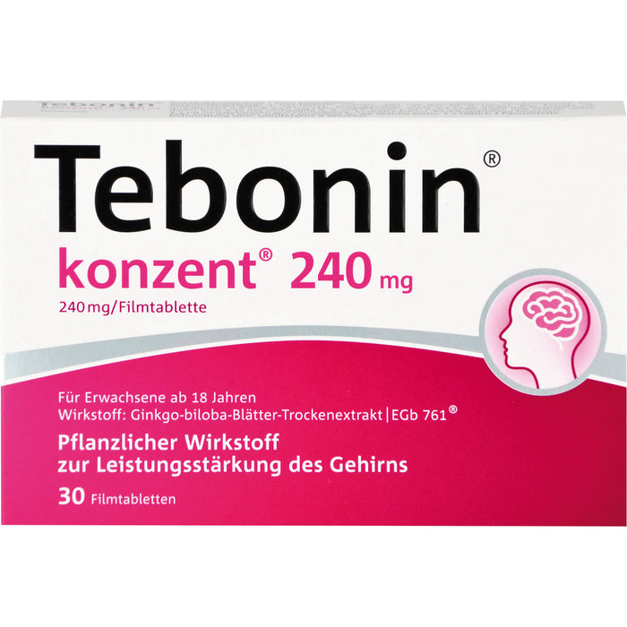 Tebonin konzent 240 mg Filmtabletten zur Verbesserung einer altersbedingten Verschlechterung geistiger Fähigkeiten und der Lebensqualität bei leichter Demenz, 80 pcs. Tablets