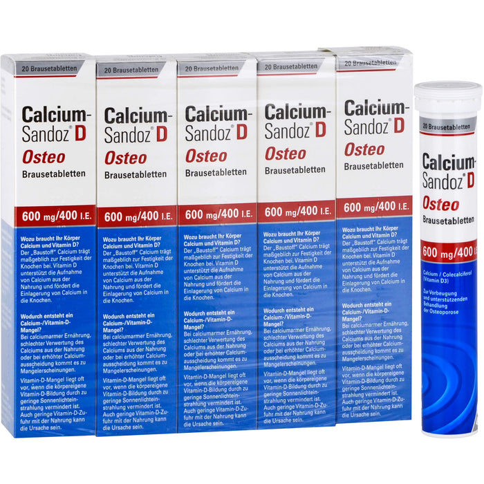 Calcium-Sandoz D Osteo 600 mg/400 I.E. Brausetabletten, 100 pc Tablettes