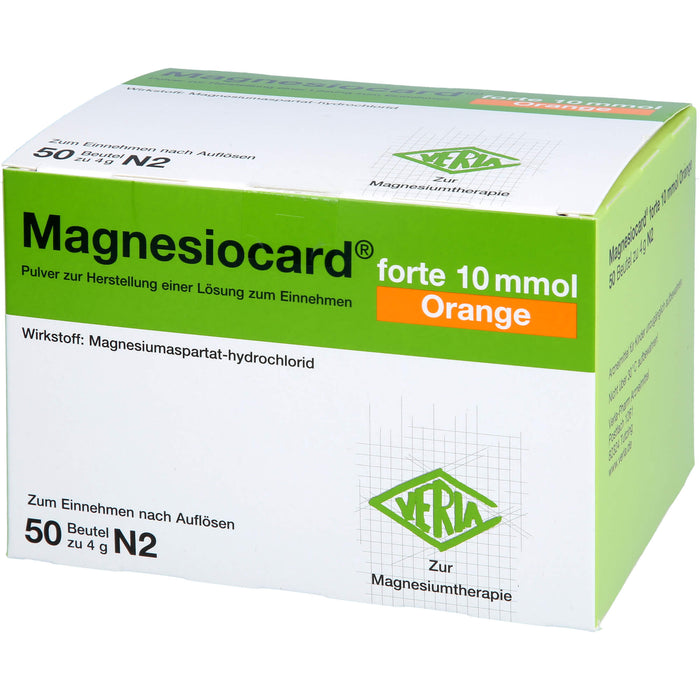 Magnesiocard forte 10 mmol Orange, Pulver zur Herstellung einer Lösung zum Einnehmen, 50 pc Sachets
