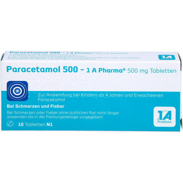 Paracetamol 500 - 1 A Pharma Tabletten, 10 pcs. Tablets