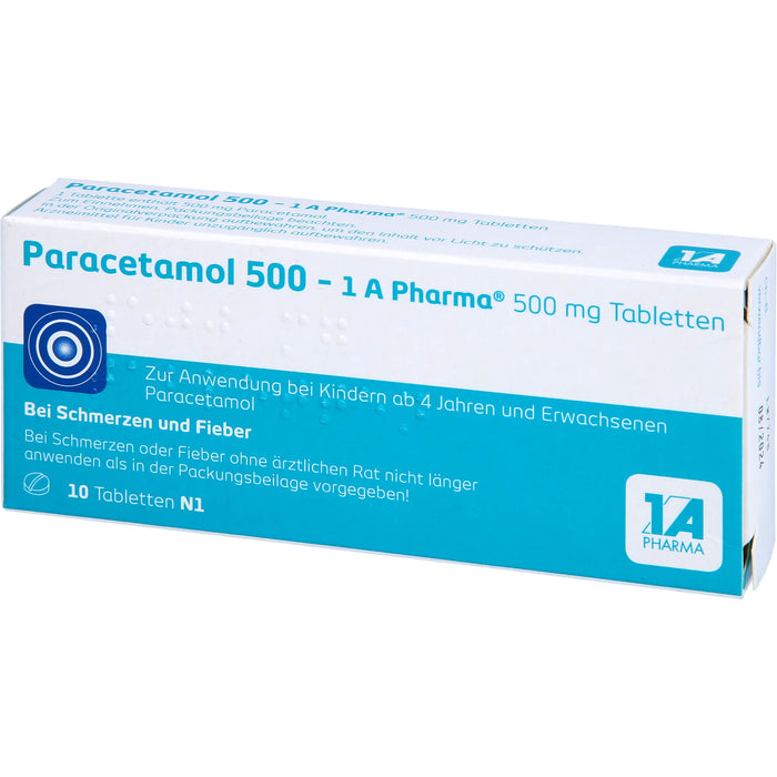 Paracetamol 500 - 1 A Pharma Tabletten, 10 pc Tablettes