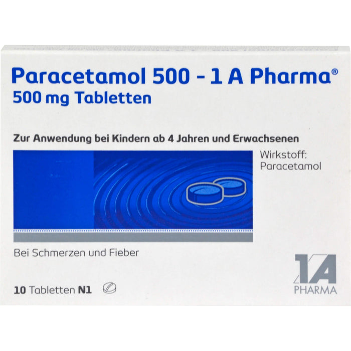 Paracetamol 500 - 1 A Pharma Tabletten, 10 pcs. Tablets