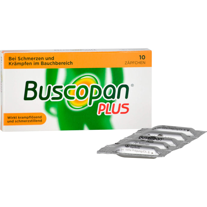 Buscopan plus Zäpfchen bei Schmerzen und Krämpfen im Bauchbereich, 10 pc Suppositoires