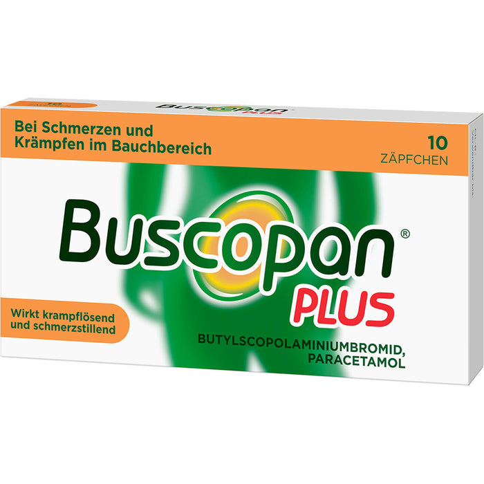 Buscopan plus Zäpfchen bei Schmerzen und Krämpfen im Bauchbereich, 10 pcs. Suppositories
