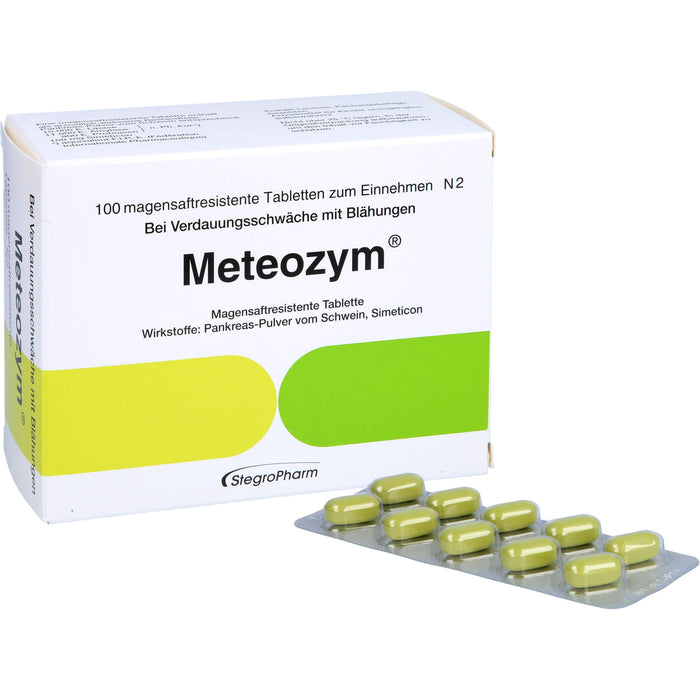 Meteozym Filmtabletten bei Verdauungsschwäche mit Blähungen, 100 pc Tablettes