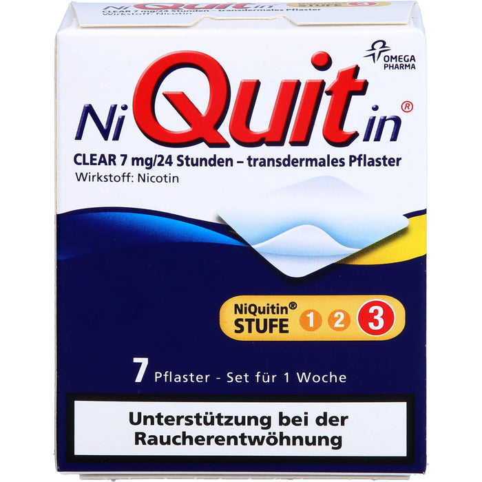 NiQuitin CLEAR 7 mg/24 Stunden - transdermales Pflaster, 7 pc Pansement