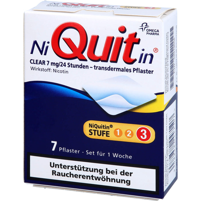 NiQuitin CLEAR 7 mg/24 Stunden - transdermales Pflaster, 7 pc Pansement