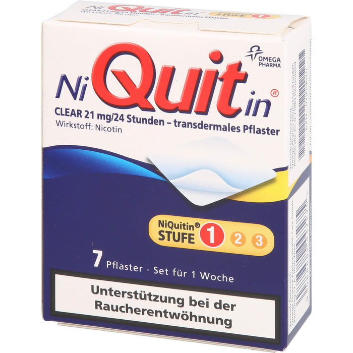 NiQuitin CLEAR 21 mg/24 Stunden - transdermales Pflaster, 7 pc Pansement