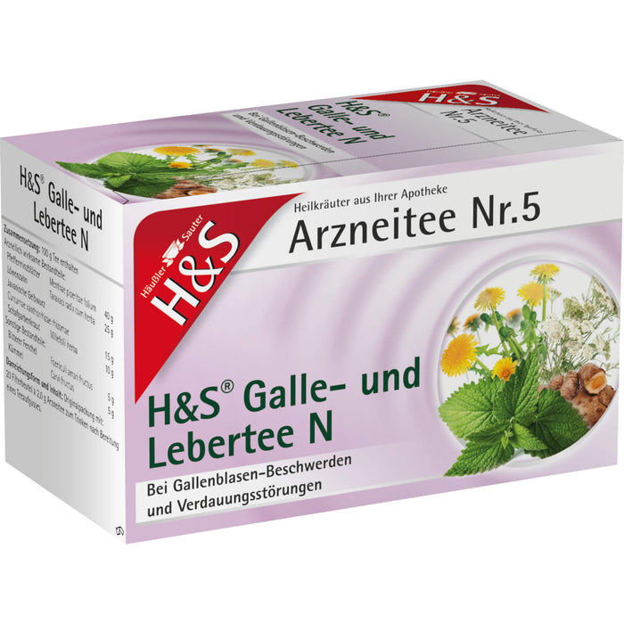 H&S Galle- und Lebertee N Arzneitee Nr. 5 Filterbeutel, 20 pc Sac filtrant