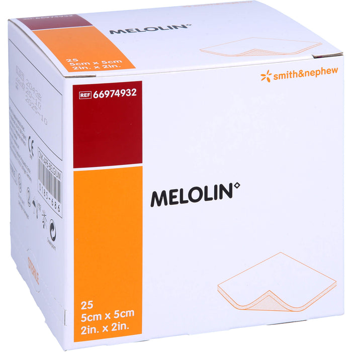 MELOLIN 5X5 WUNDAUFLAGE STERIL, 25 pc Compresses
