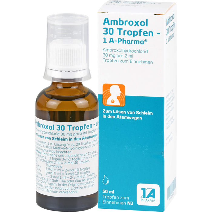 1A Pharma Ambroxol 30 Tropfen zum Lösen von Schleim in den Atemwegen, 50 ml Solution