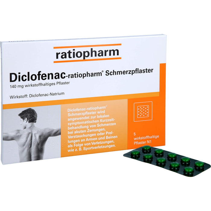 Diclofenac-ratiopharm Schmerzpflaster, 140 mg wirkstoffhaltiges Pflaster, 5 pcs. Patch