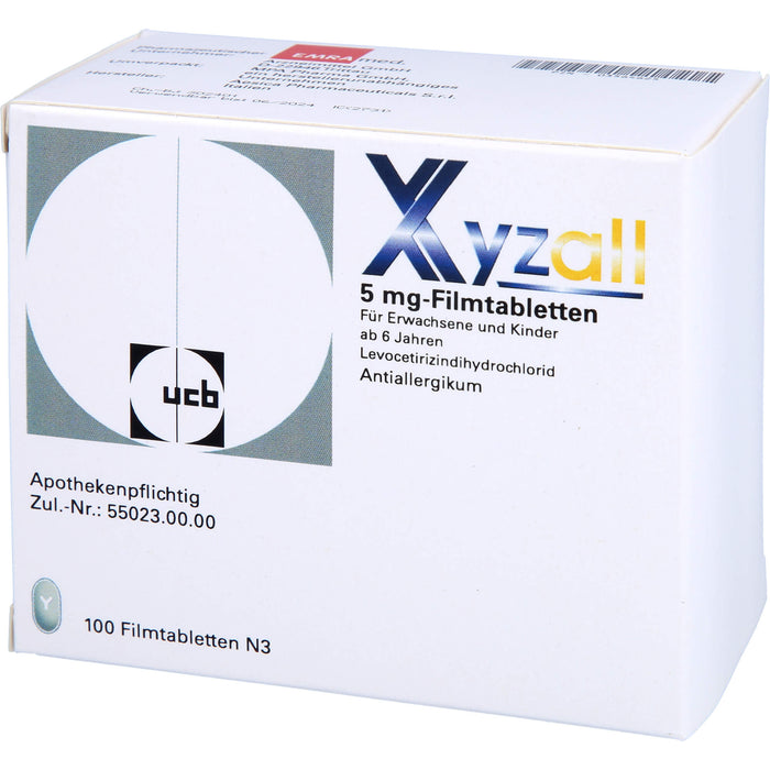 Xyzall 5 mg Emra Filmtabletten bei Allergien, 100 pc Tablettes