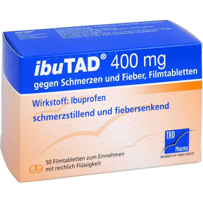 ibuTAD 400 mg Filmtabletten gegen Schmerzen und Fieber, 50 pcs. Tablets