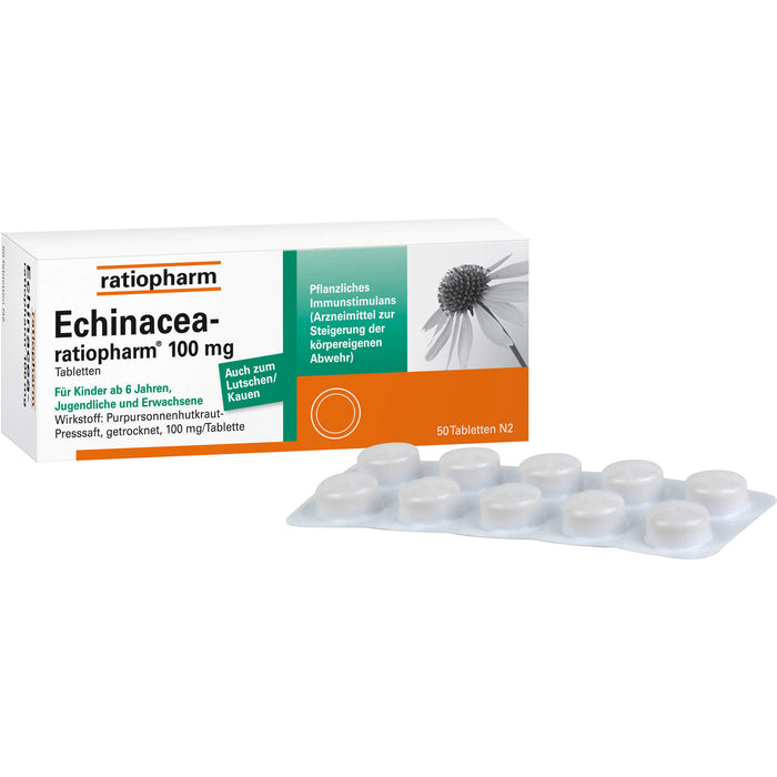 Echinacea-ratiopharm 100 mg Tabletten zur Steigerung der körpereigenen Abwehr, 50 pc Tablettes