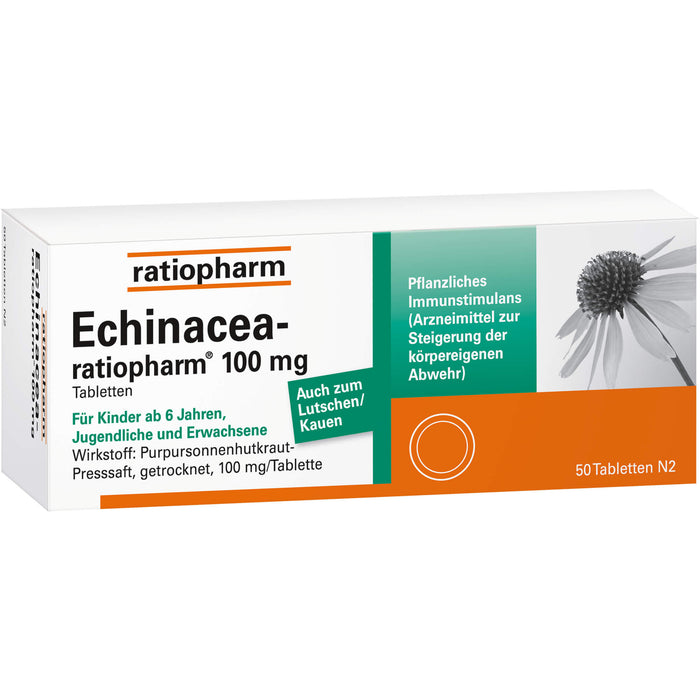 Echinacea-ratiopharm 100 mg Tabletten zur Steigerung der körpereigenen Abwehr, 50 pc Tablettes