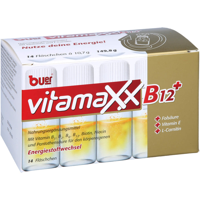 buer Vitamaxx B12+ Fläschchen zur Unterstützung des körpereigenen Energiestoffwechsel, 14 St. Lösung