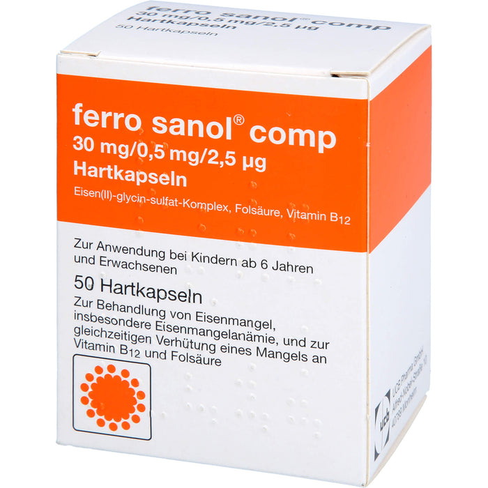 ferro sanol comp 30 mg / 0,5 mg / 2,5 µg Hartkapseln bei Eisenmangel, 50 pcs. Capsules