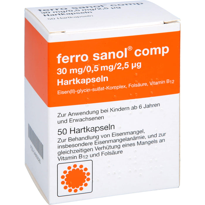 ferro sanol comp 30 mg / 0,5 mg / 2,5 µg Hartkapseln bei Eisenmangel, 50 pc Capsules