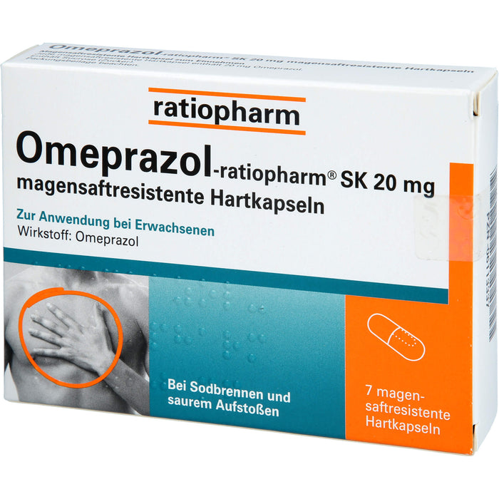 Omeprazol-ratiopharm SK 20 mg Kapslen bei Sodbrennen, 7 pc Capsules